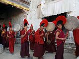 Mustang Lo Manthang Tiji Festival Day 3 07-1 Monks Passing Through Main Gate The monks then leave the main square of Lo Manthang on day three of the Tiji Festival and go through the city gates.
